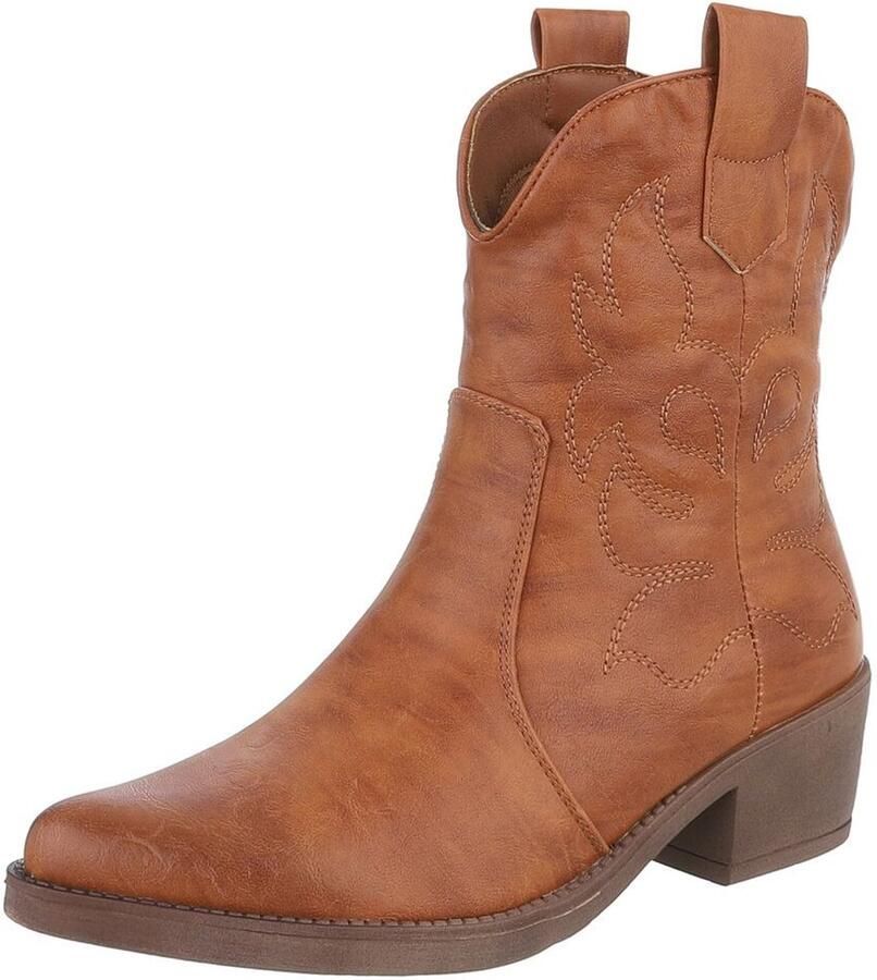 Italy Design Cowboylaars Blokhak en stikseldetails Dames