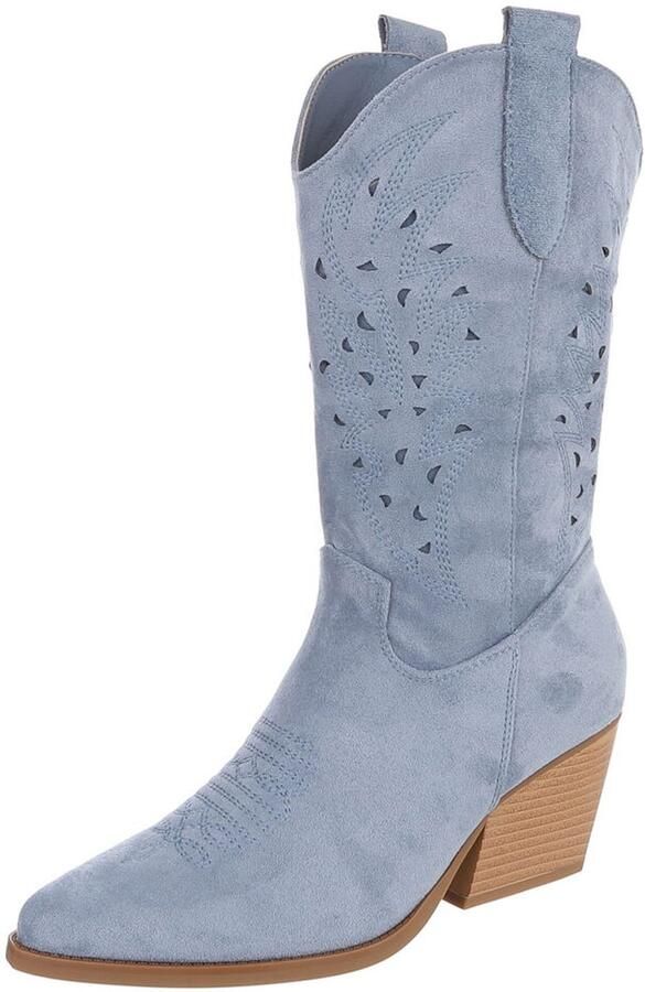 Italy Design Cowboylaars Hoge schacht en blokhak Dames