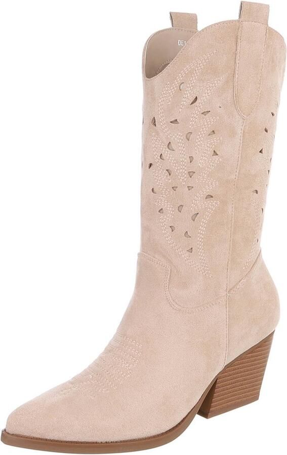 Italy Design Cowboylaars Hoge schacht en blokhak Dames