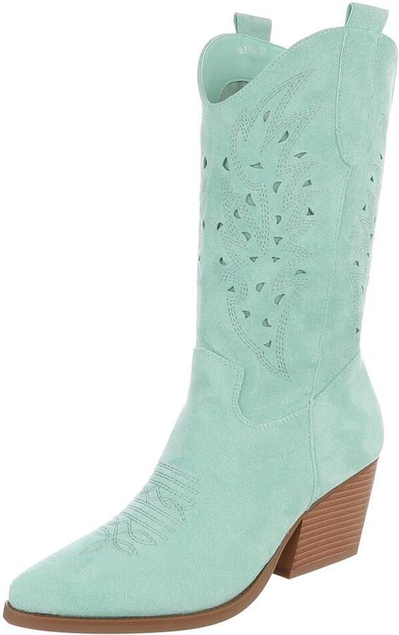Italy Design Cowboylaars Hoge schacht en blokhak Dames