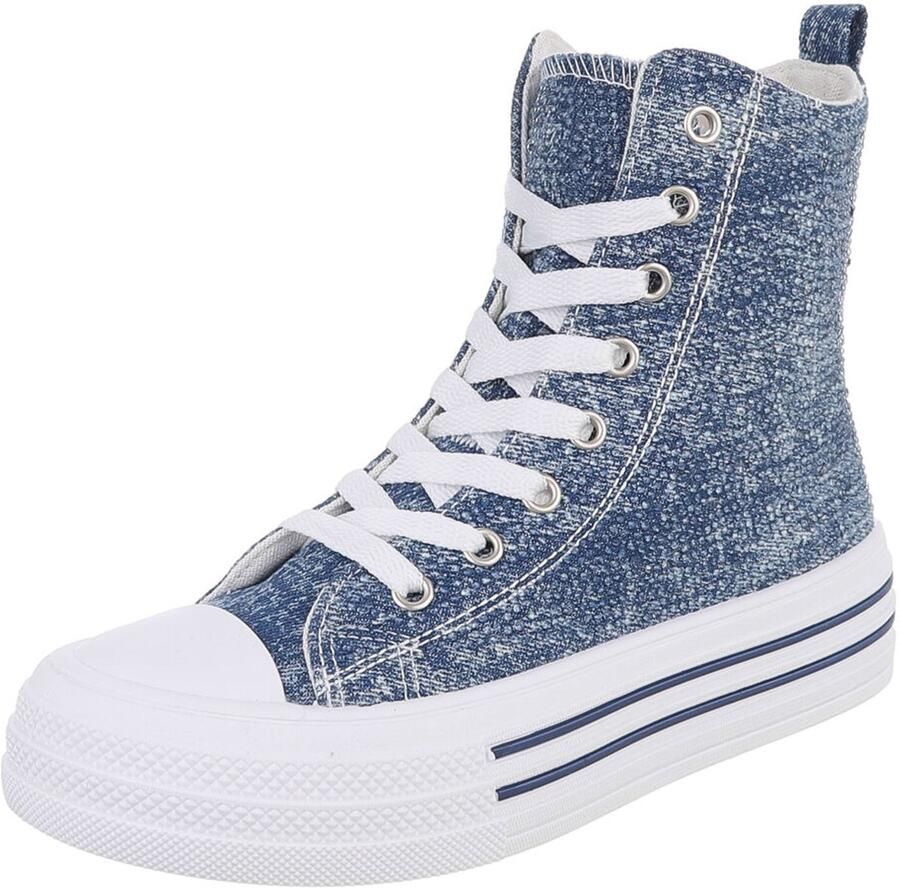 Italy Design Dames hoge sneaker donkerblauw wit