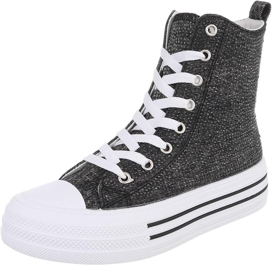 Italy Design Dames hoge sneaker zwart wit