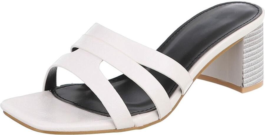 Italy Design Dames muiltjes met blokhak en brede bandjes