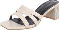 Italy Design Dames muiltjes met blokhak en brede bandjes - Beige