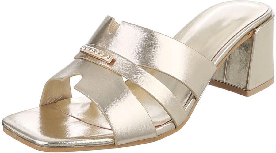 Italy Design Dames muiltjes met blokhak en sierdetail