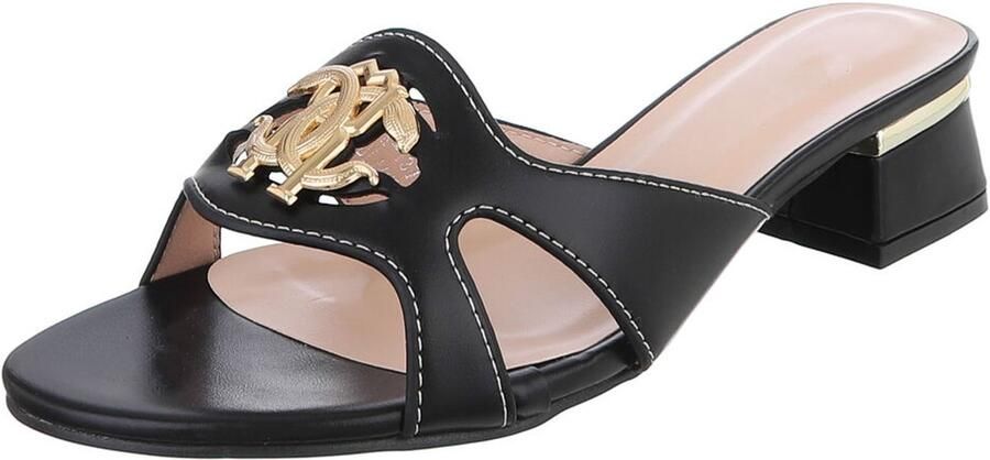 Italy Design Dames muiltjes met blokhak en sierdetail