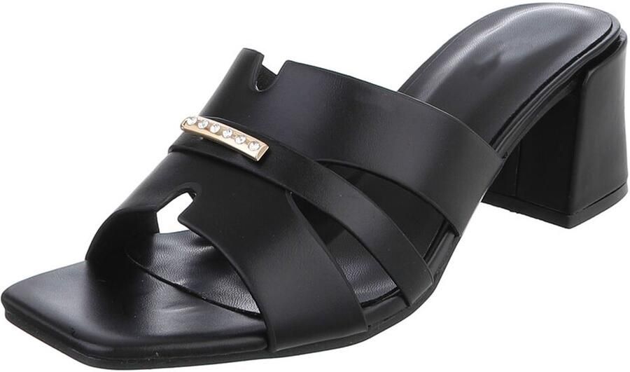 Italy Design Dames muiltjes met blokhak en sierdetail