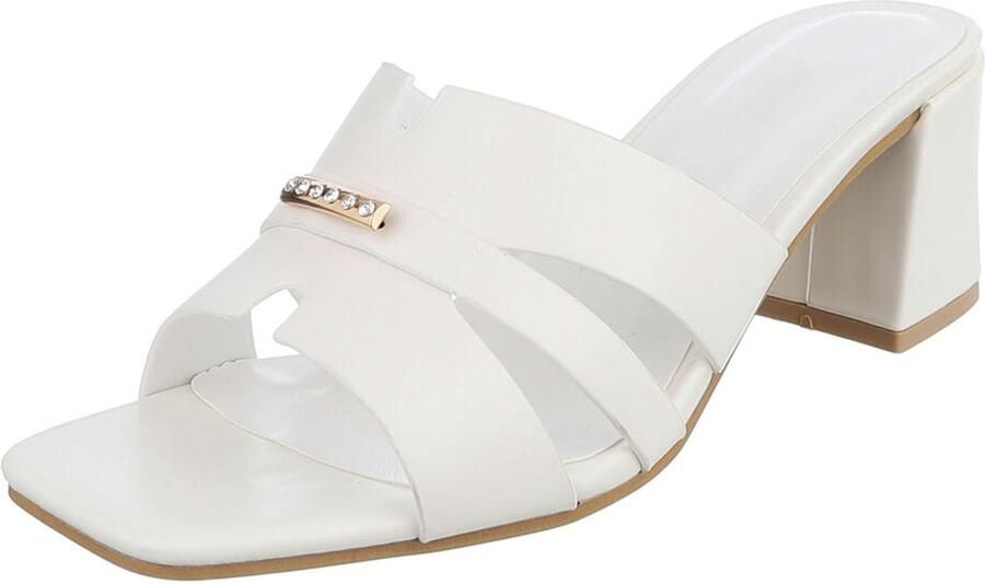 Italy Design Dames muiltjes met blokhak en sierdetail