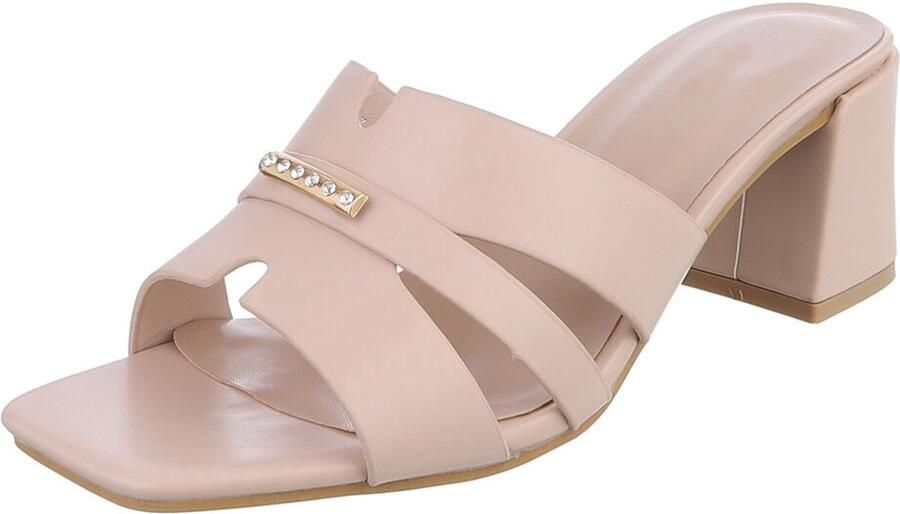 Italy Design Dames muiltjes met blokhak en sierdetail