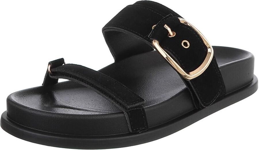 Italy Design Dames platform slipper met gesp en comfort