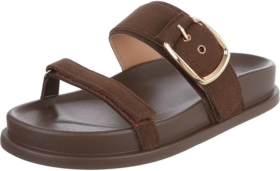 Italy Design Dames platform slipper met gesp en comfort