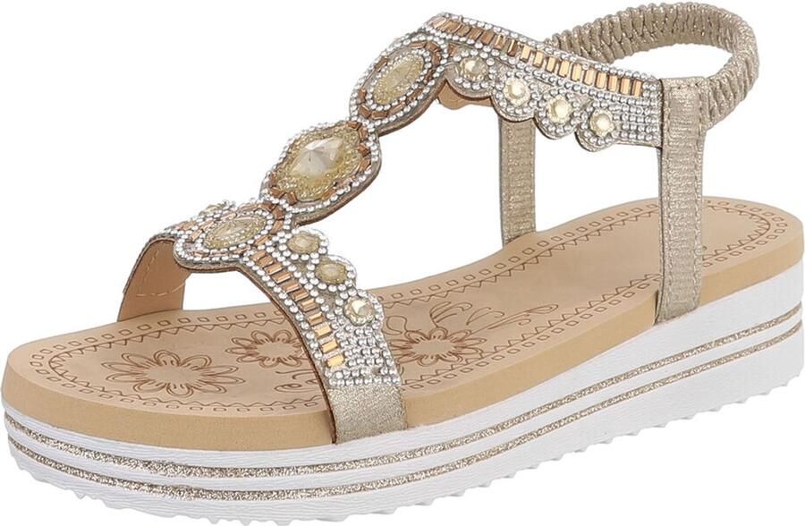 Italy Design Dames sandalen met strass en plateauzool