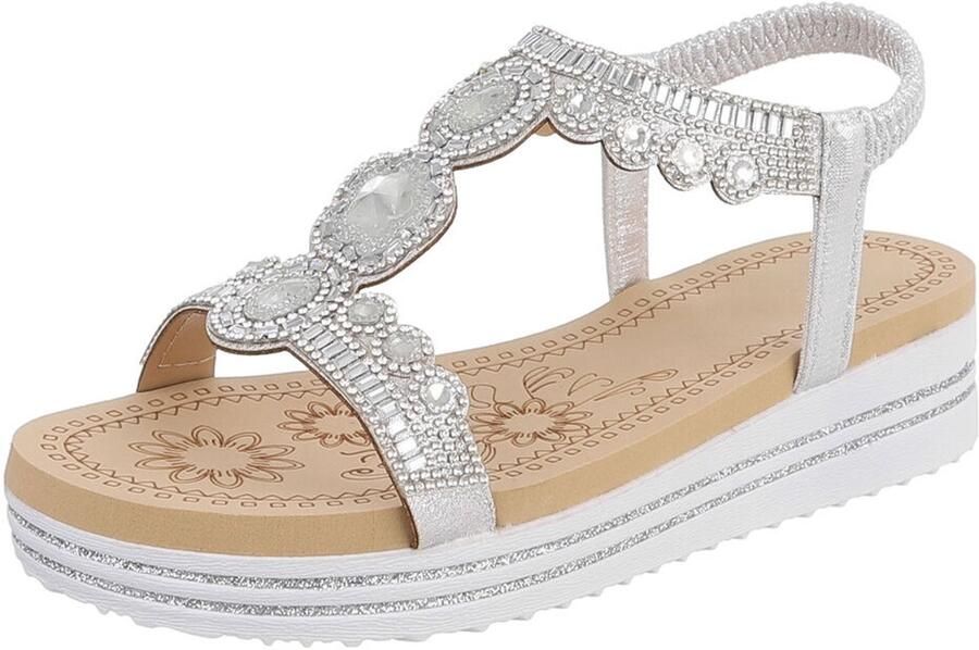 Italy Design Dames sandalen met strass en plateauzool