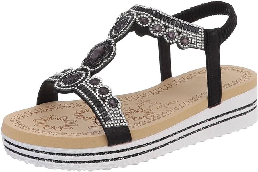 Italy Design Dames sandalen met strass en plateauzool