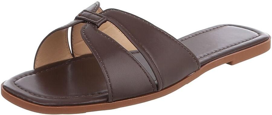 Italy Design Dames slipper met gekruiste band en platte zool
