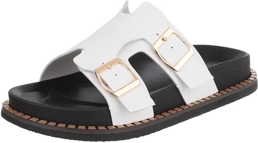Italy Design Dames slipper met gespen en comfortzool