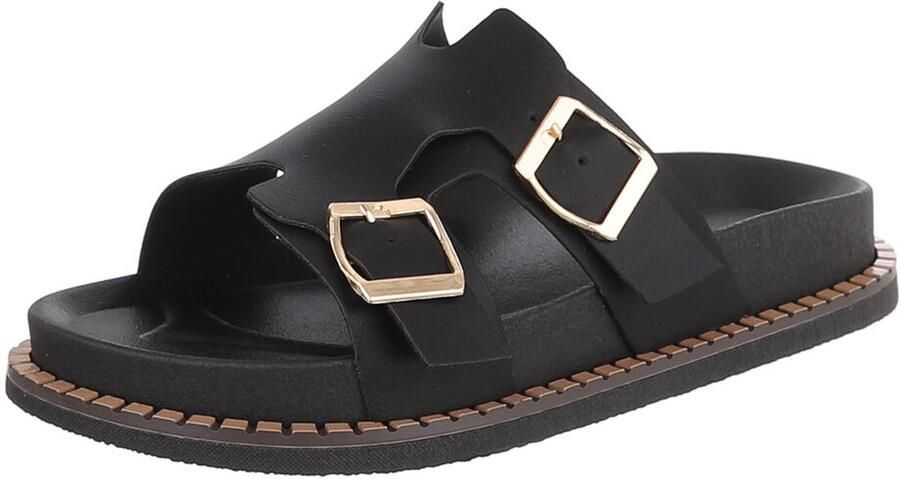 Italy Design Dames slipper met gespen en comfortzool