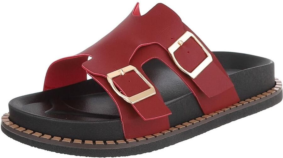 Italy Design Dames slipper met gespen en comfortzool