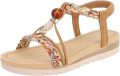 Italy Design Dames slipper met gespen en pareldetail - Camel