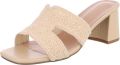 Italy Design Dames slippers blokhak instapmodel - Lichtbruin