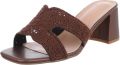 Italy Design Dames slippers blokhak instapmodel - Bruin