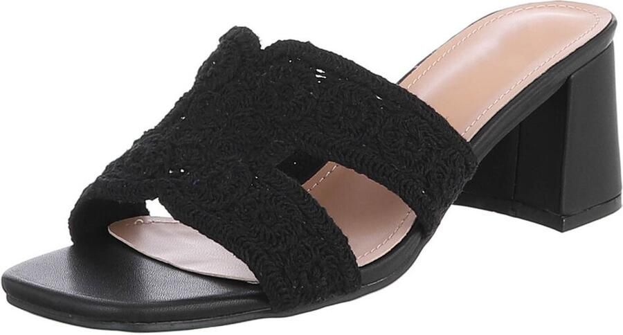 Italy Design Dames slippers blokhak instapmodel