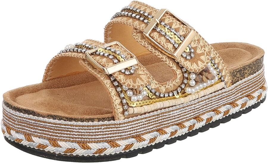 Italy Design Dames slippers plateau en gespen vrije tijd