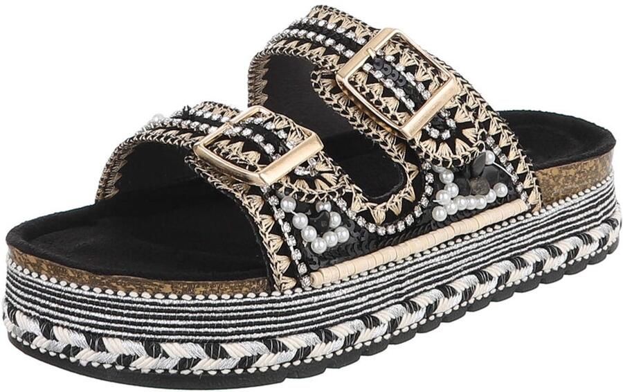 Italy Design Dames slippers plateau en gespen vrije tijd
