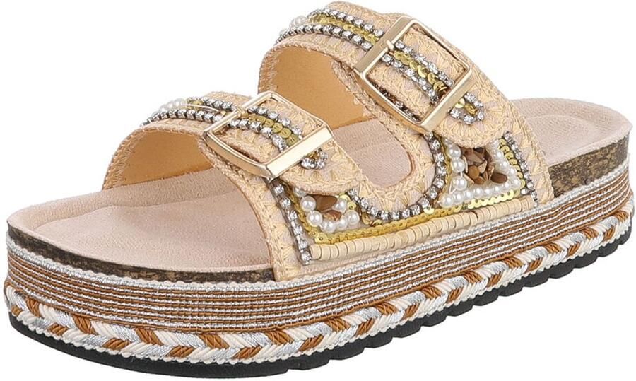 Italy Design Dames slippers plateau en gespen vrije tijd