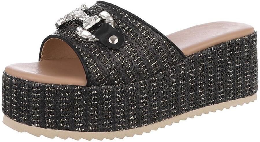 Italy Design Dames slippers platform en gevlochten look vrije tijd