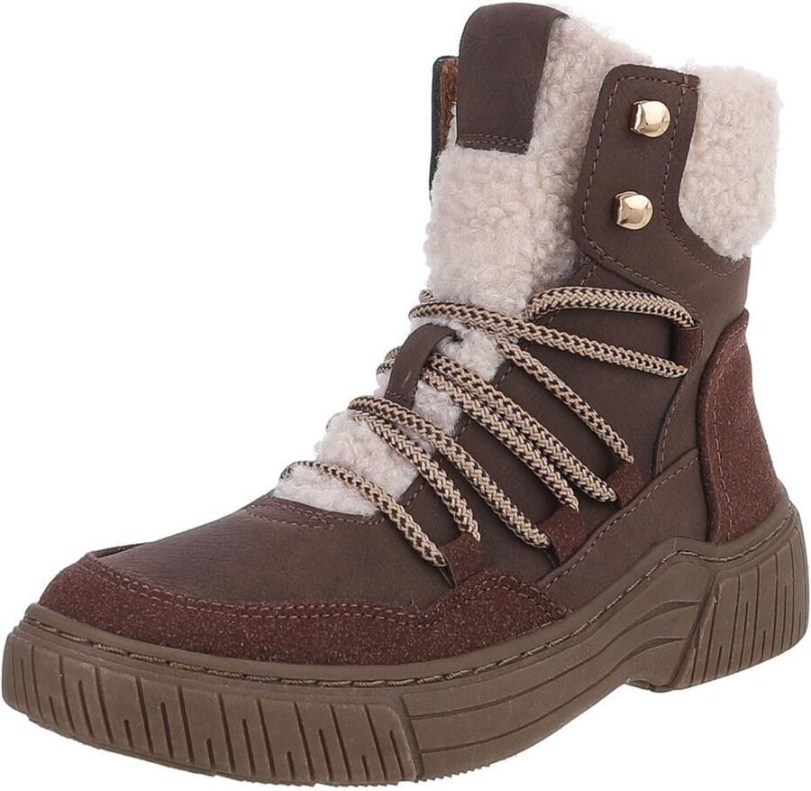 Italy Design Enkelboot met voering en profielzool dames