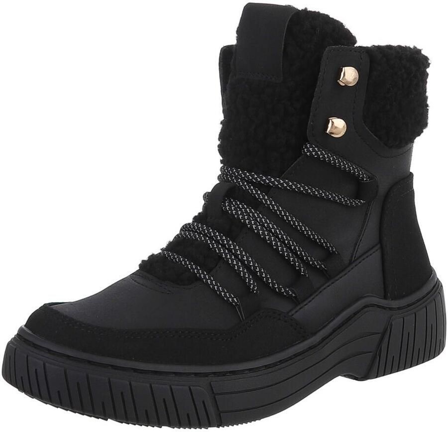 Italy Design Enkelboot met voering en profielzool dames