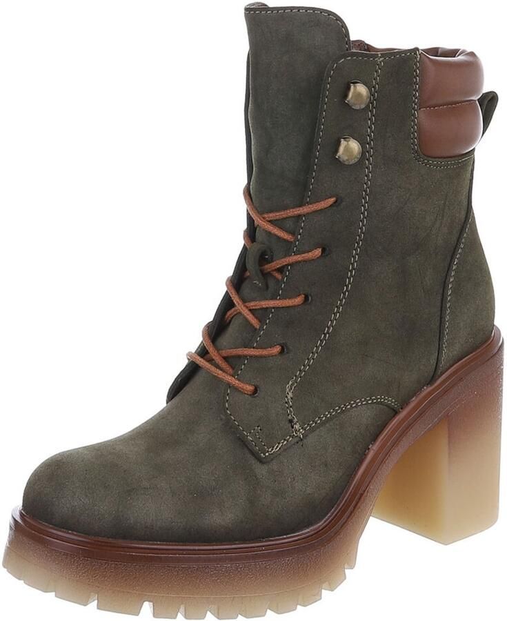 Italy Design Enkelhoge veterschoen hoge hak dames