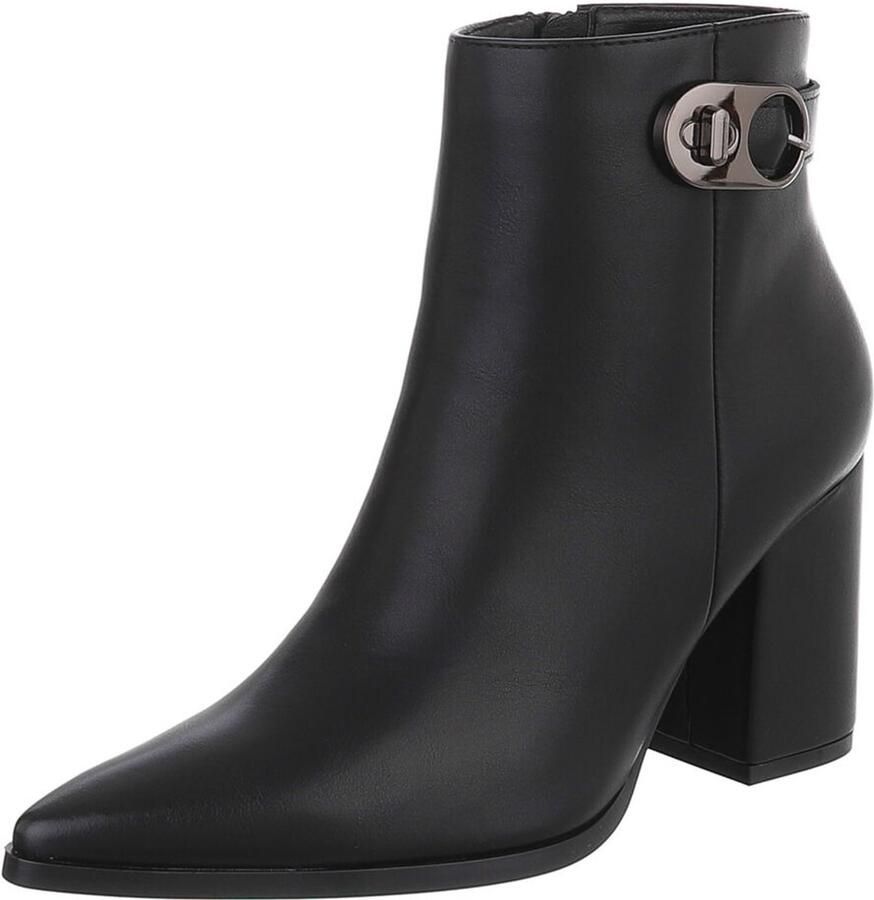 Italy Design Enkellaars blokhak en gespdetail dames