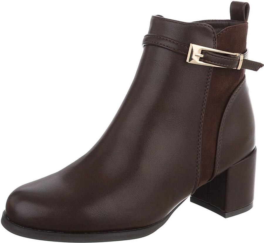 Italy Design Enkellaars Blokhak en gespdetail Dames