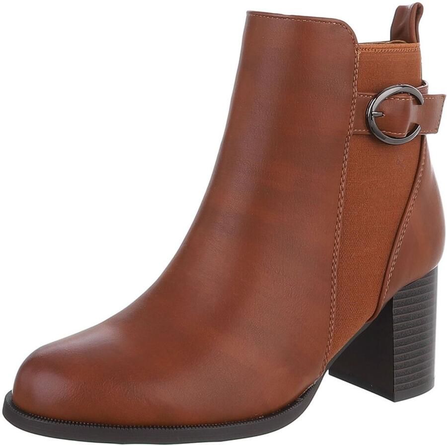 Italy Design Enkellaars Blokhak en gespdetail Dames