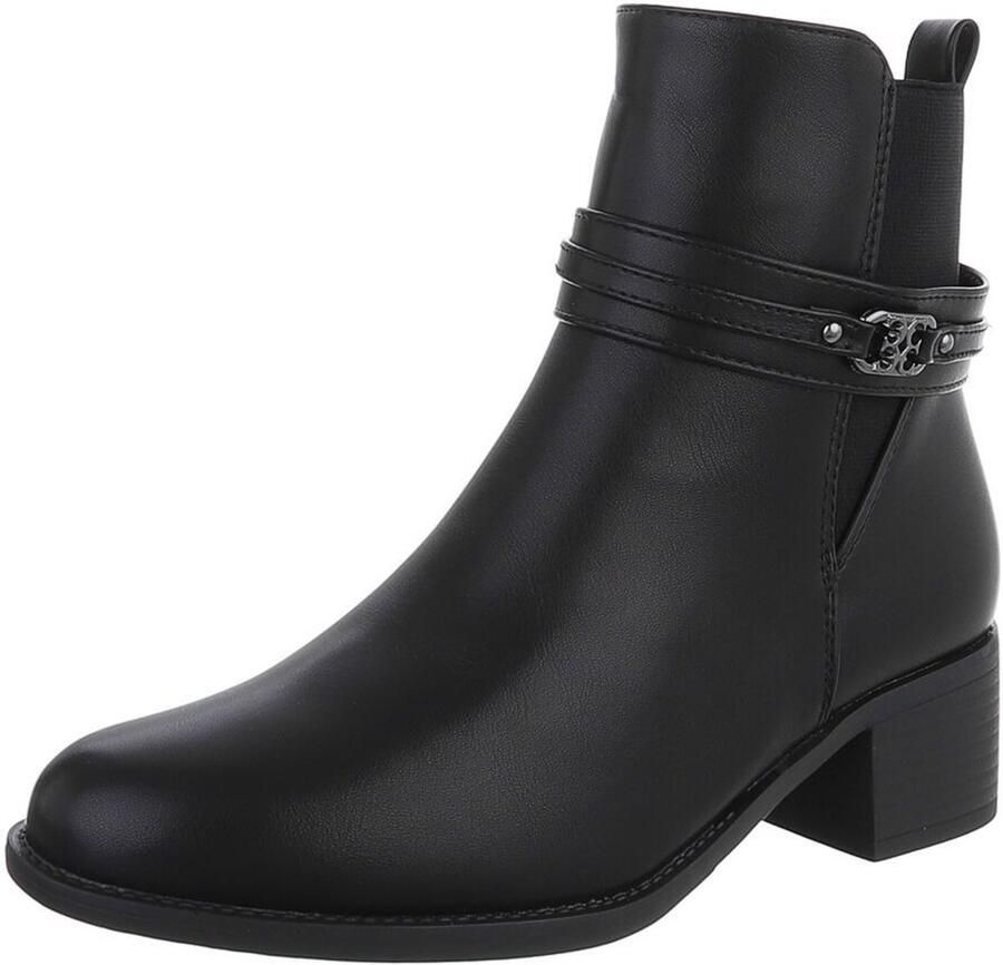 Italy Design Enkellaars Blokhak en gespdetail Dames