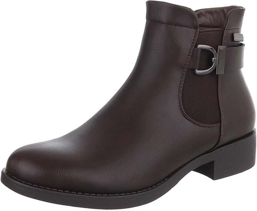 Italy Design Enkellaars Gespdetail en blokhak Dames