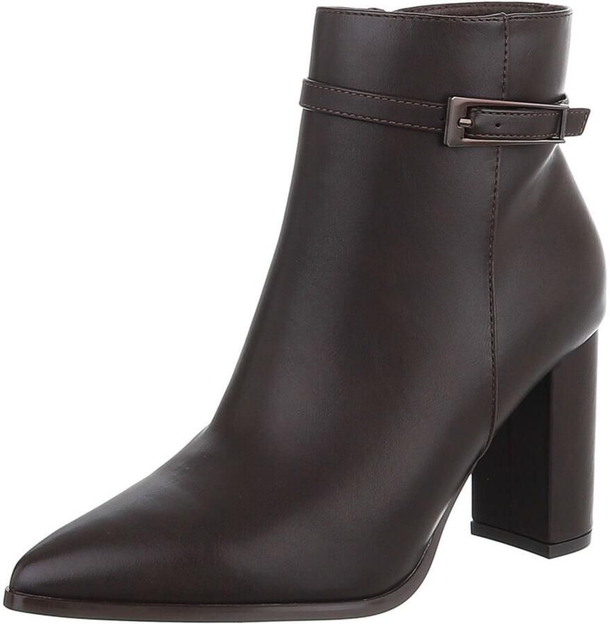 Italy Design Enkellaars met blokhak en gespdetail dames