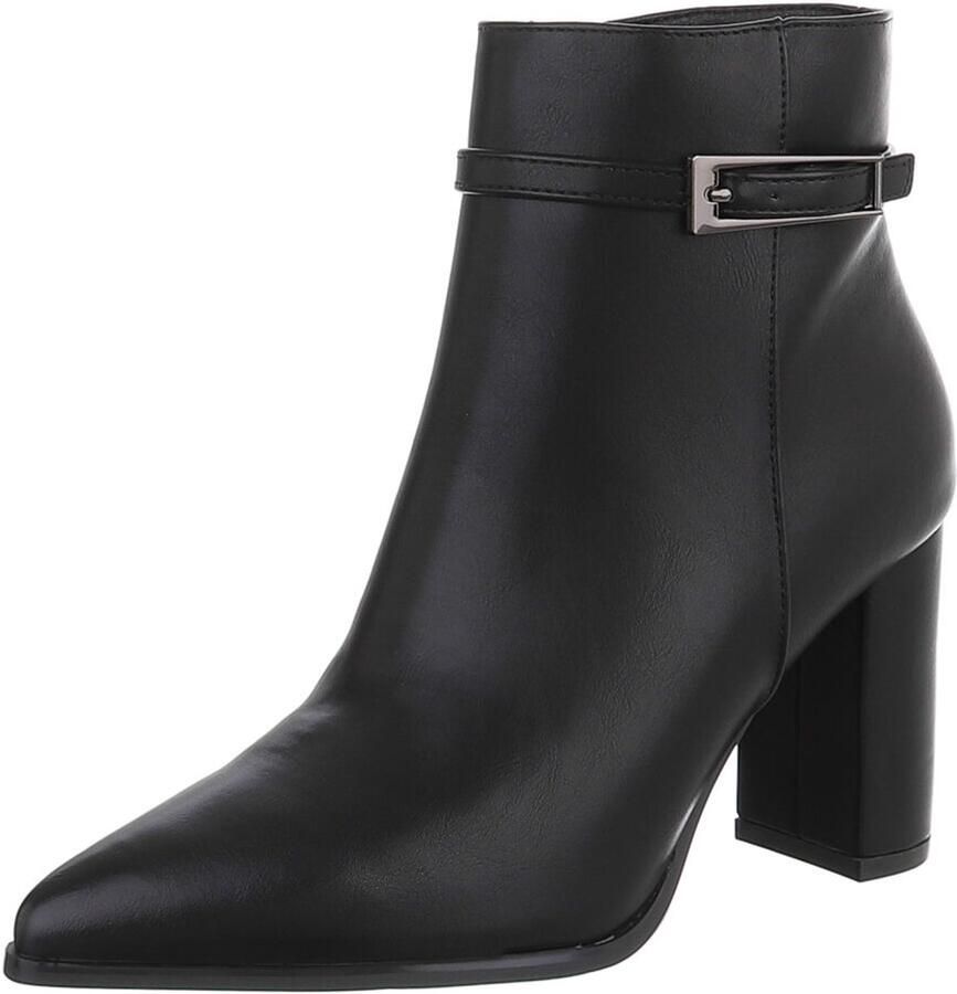 Italy Design Enkellaars met blokhak en gespdetail dames