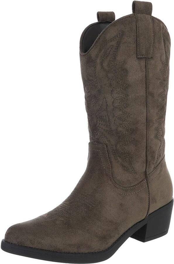 Italy Design Enkellaars westernlook blokhak dames