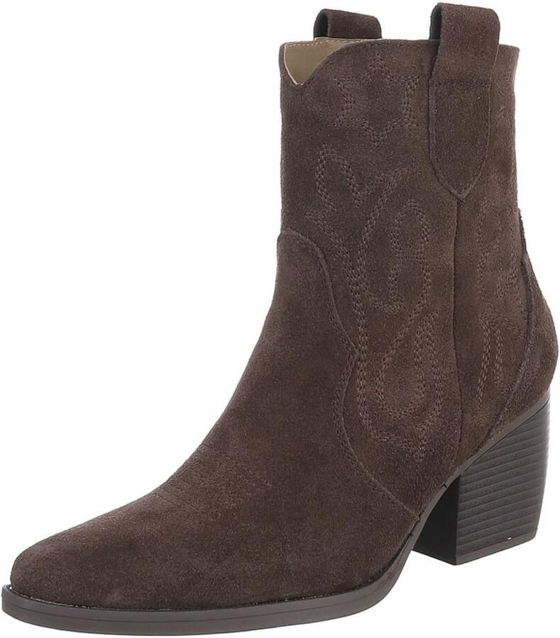 Italy Design Enkellaars Westernlook Blokhak Dames