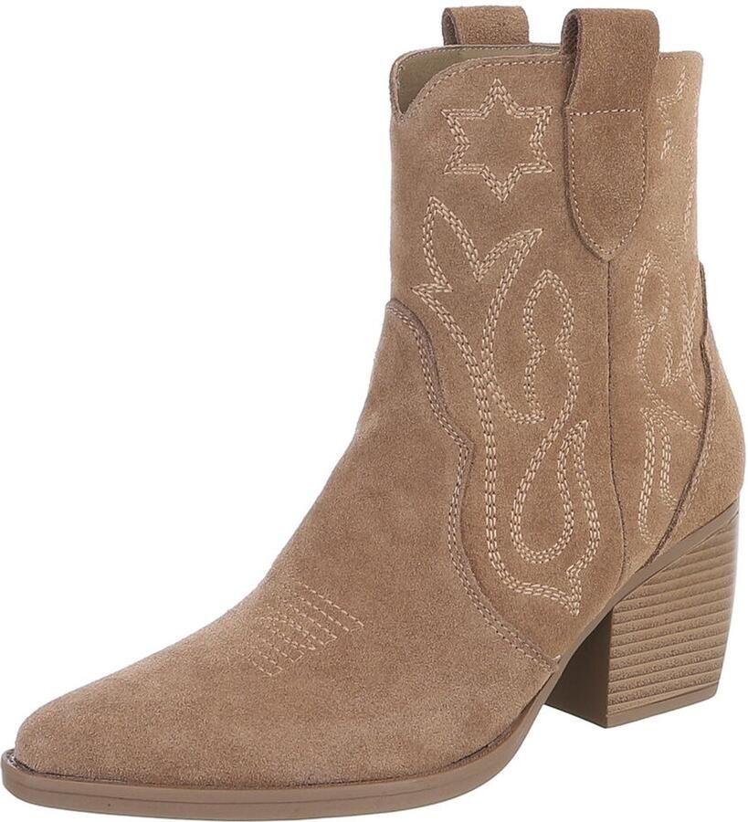 Italy Design Enkellaars Westernlook Blokhak Dames
