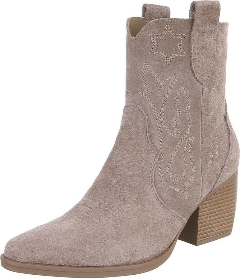 Italy Design Enkellaars Westernlook Blokhak Dames