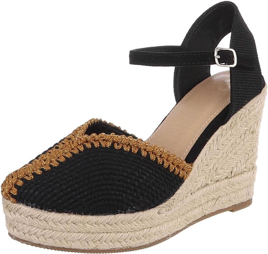 Italy Design Espadrille Sleehak Enkelband Dames