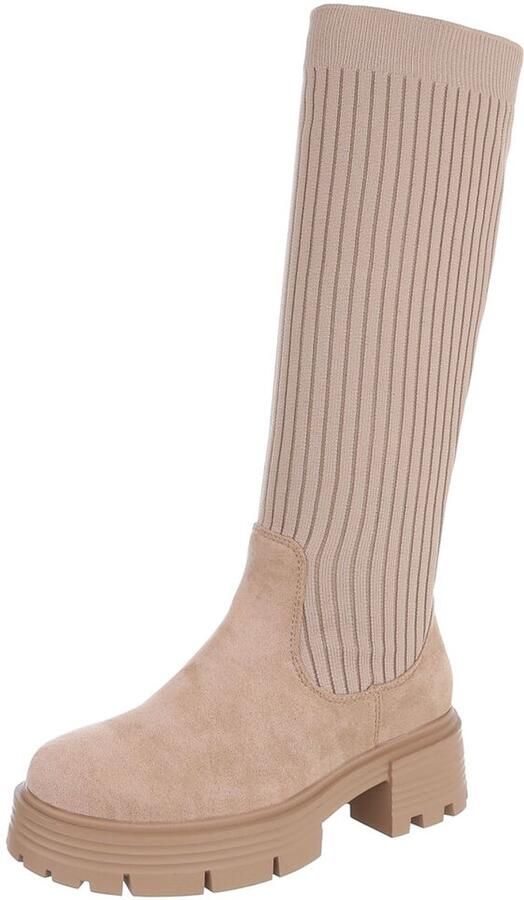 Italy Design Hoge laars geribbelde schacht dames