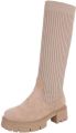 Italy Design Hoge laars geribbelde schacht dames - Lichtbruin