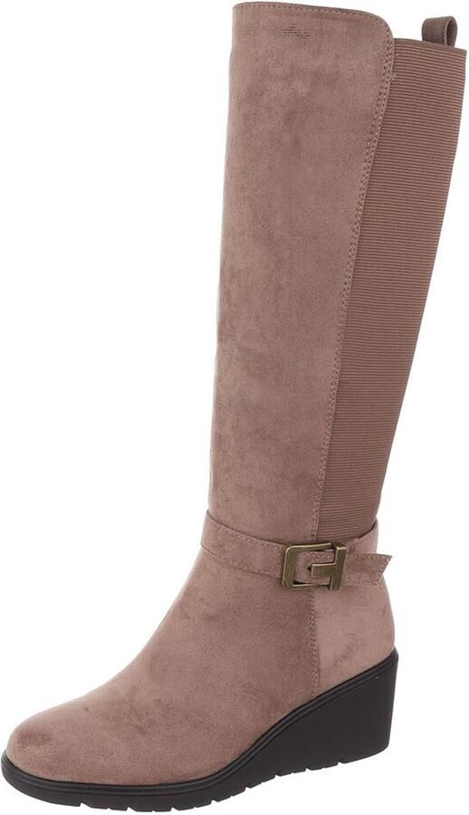 Italy Design Hoge laars met gesp en elastische schacht dames