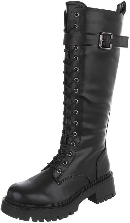 Italy Design Hoge veterlaars met gesp dames