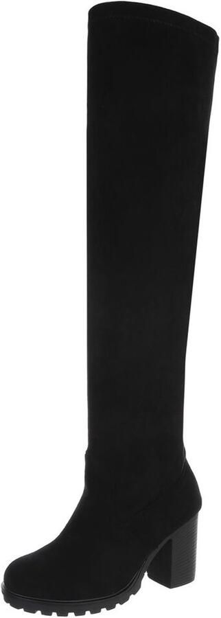 Italy Design Overknee laarzen blokhak en profielzool dames